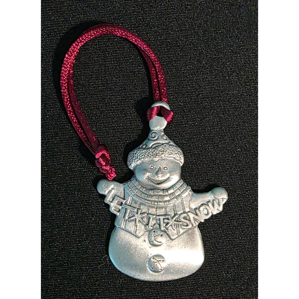 Vintage 1998 Seagull Pewter Let It Snow Snowman Christmas Ornament